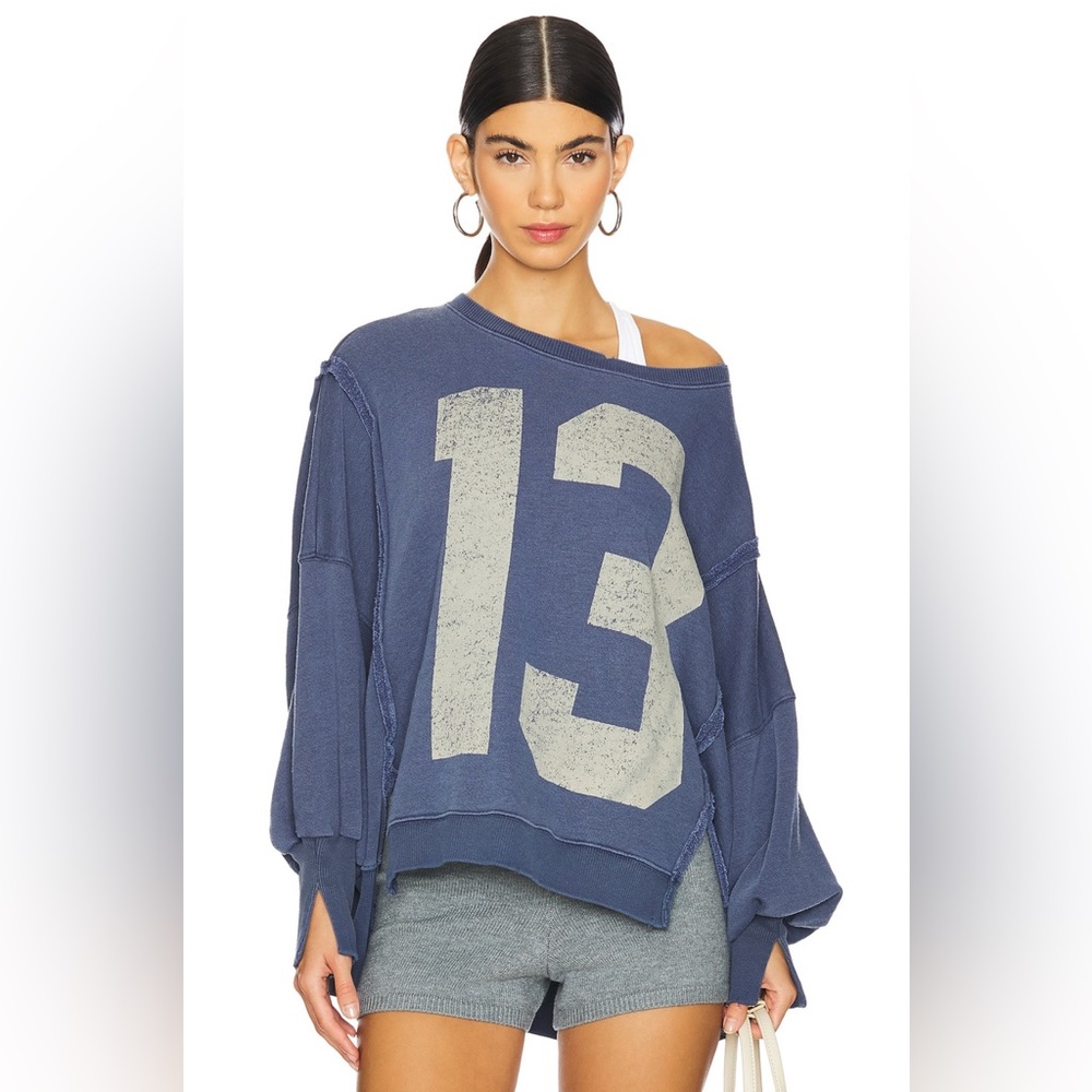 We The Free Navy Blue Oversized Number 13 Sweatshirt